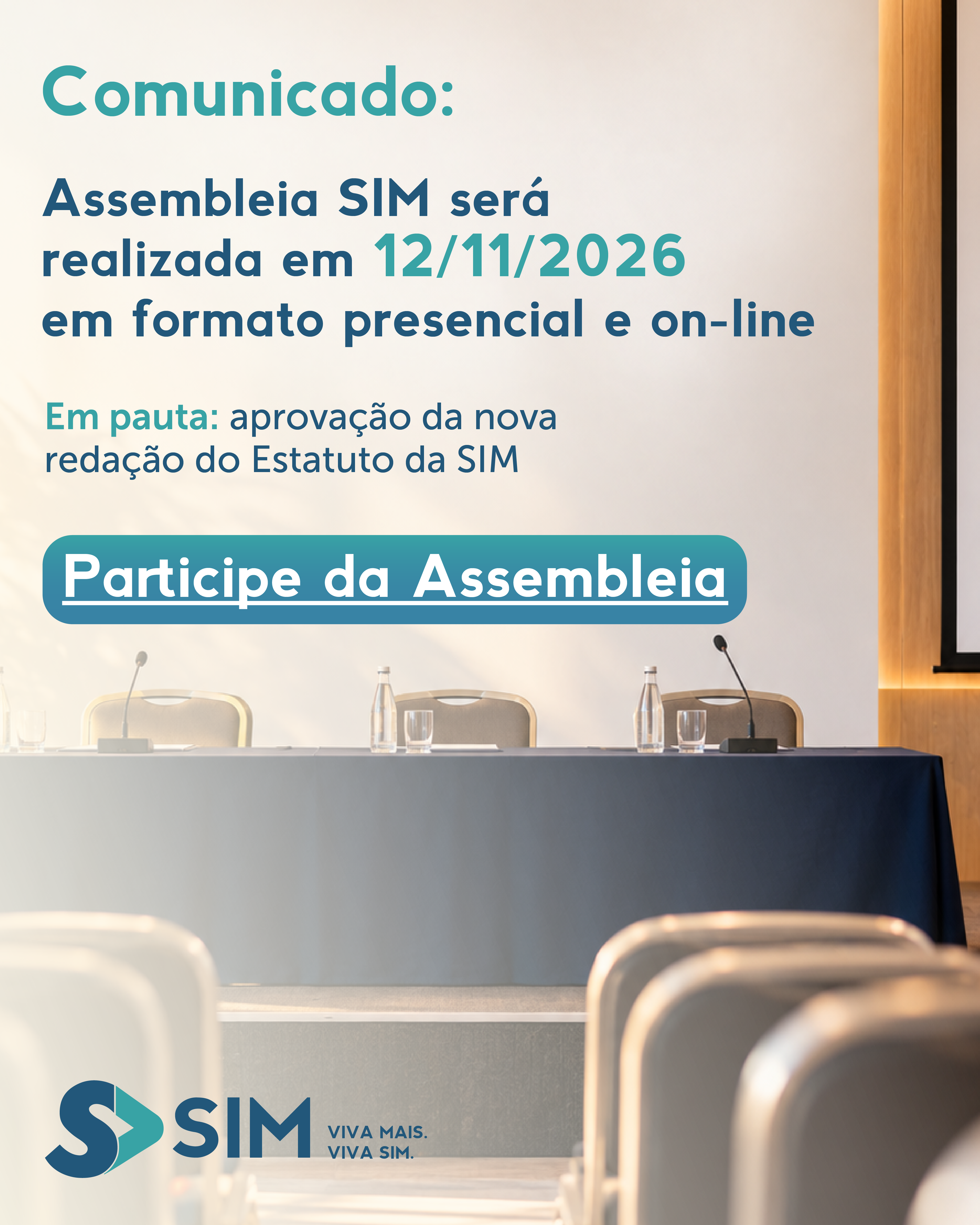 Assembleia SIM será realizada em 12/11/2026