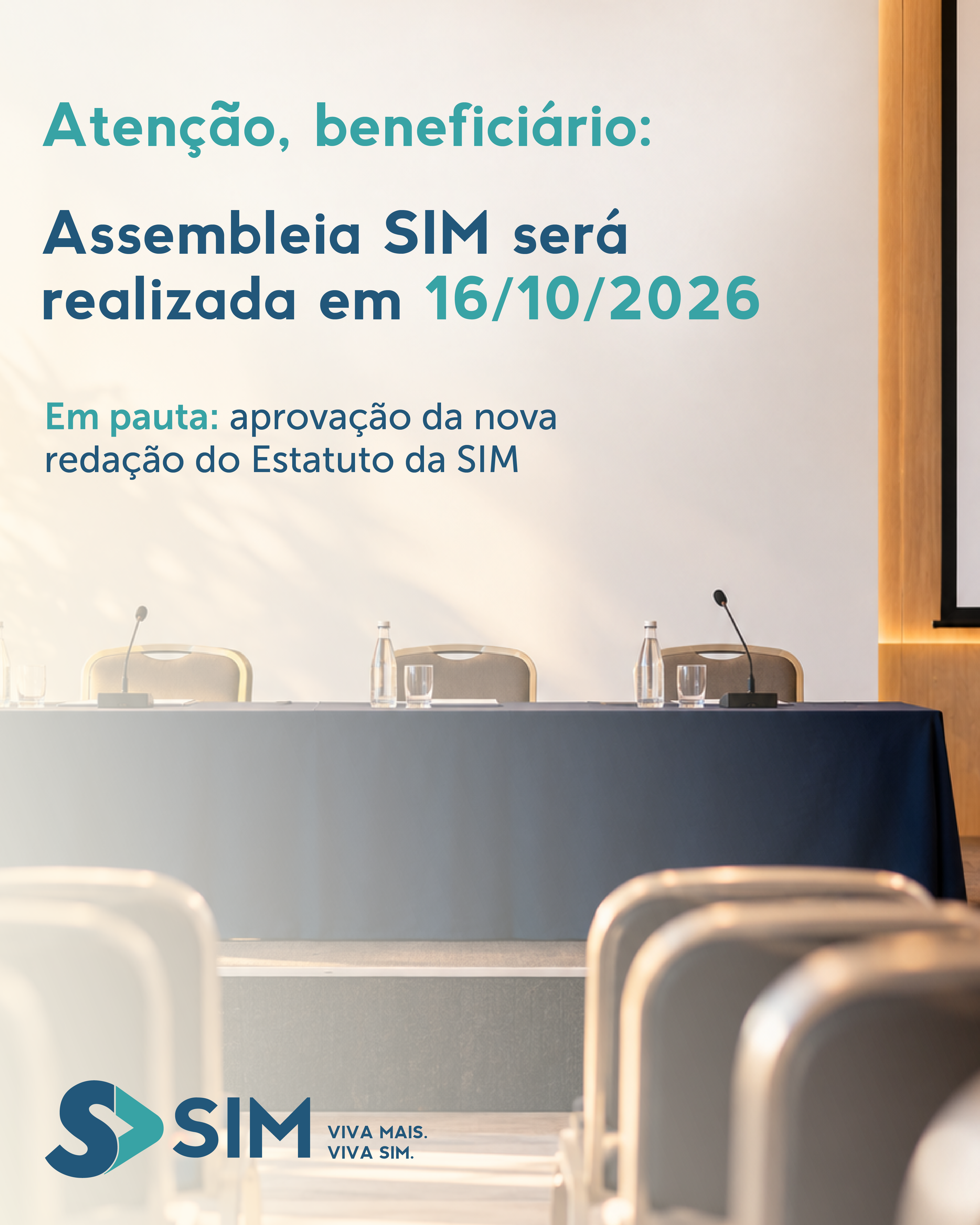 Assembleia SIM será realizada em 16/10/2026, confira o Edital